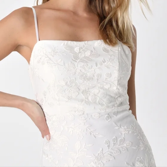 Lulu's Adored Eternity white lace sleeveless trumpet midi dress - Picture 2 of 13